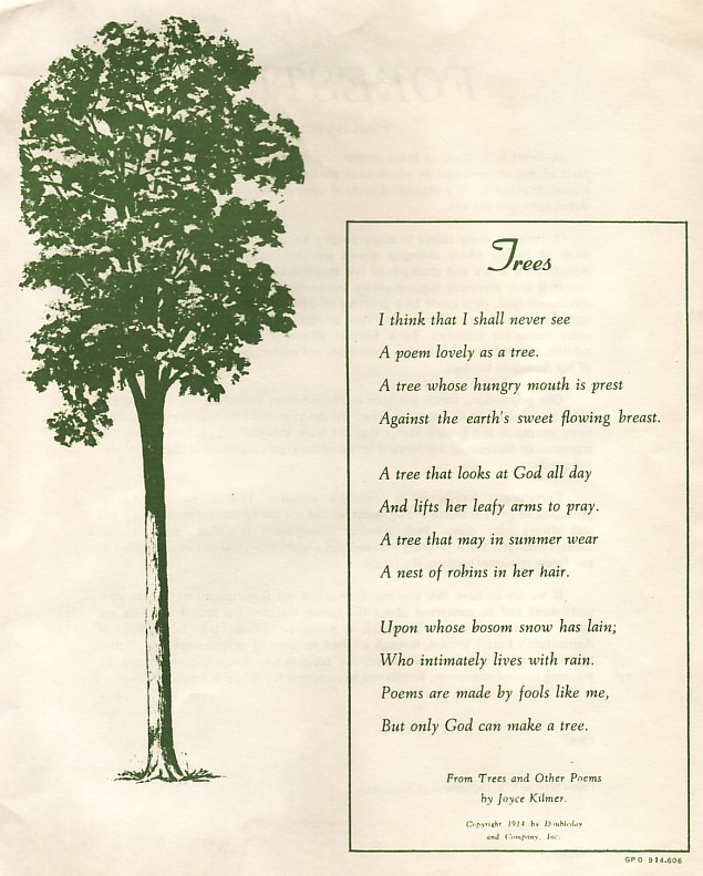 poem as lovely as a tree author